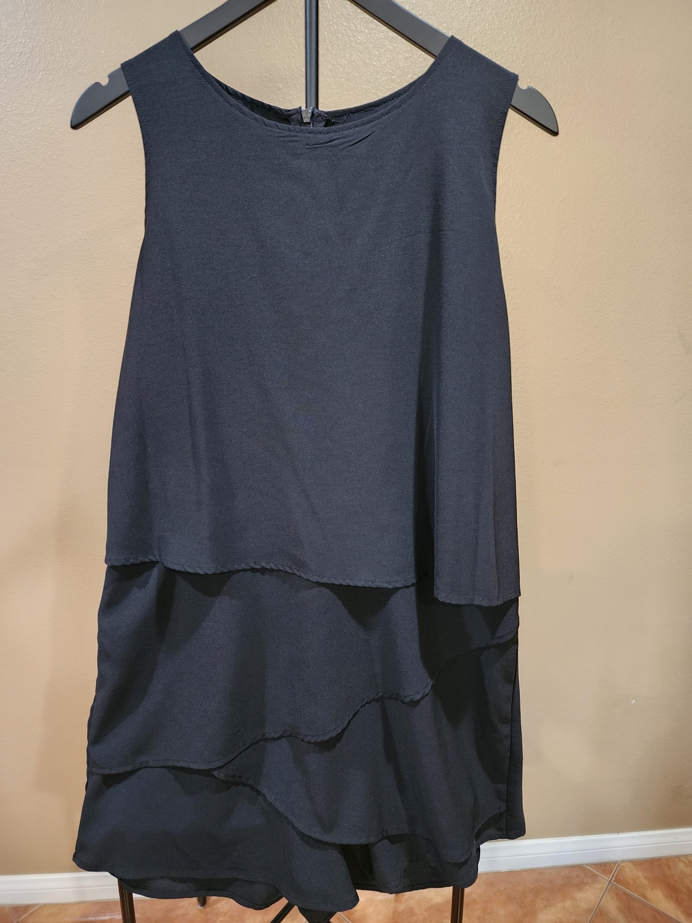 Sleeveless Black Layered A-Line Dress